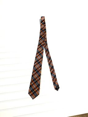 CHAPS Classic Plaid Tie - Blue and Orange